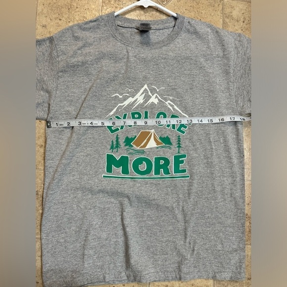 Boys Gilden Gray Camping “Explore More” Glow-in-the-dark T-Shirt Vinyl Graphics - Picture 5 of 6